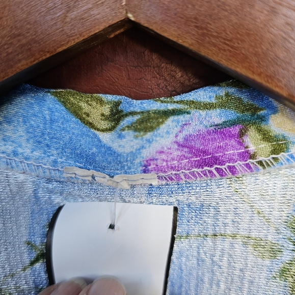 Vtg Blue Floral Zipper Front Dress - Picture 2 of 4